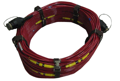 red 24-channel cable with ww-1 takeouts for Geometrics Geode